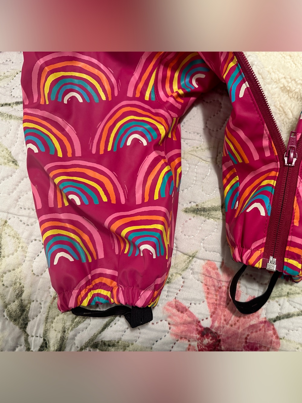 Hatley Rainy Rainbows Sherpa Lined Baby Rain Bundler Suit Size 9-12 Months - Picture 7 of 11